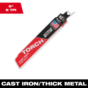 Milwaukee 6" 8 TPI TORCH™ with NITRUS™ Carbide SAWZALL® Blade for Cast Iron (1 PK)