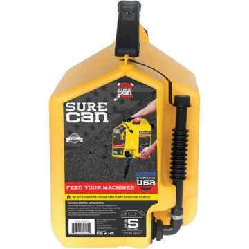 SureCan 5 Gal. Plastic Diesel Safety Fuel Can, Yellow