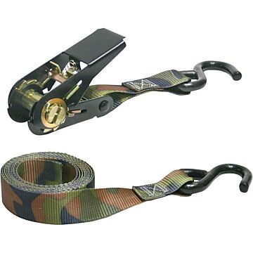 KEEPER 03508-V Tie-Down, 1 in W, 8 ft L, Camouflage, 400 lb, S-Hook End Fitting