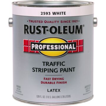 RUST-OLEUM PROFESSIONAL 2593402 Traffic Striping Paint, Flat, Traffic White, 1 gal, Pail