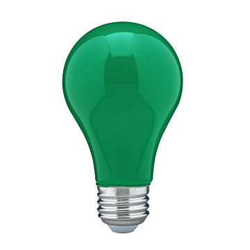 Satco 8 Watt A19 LED - Ceramic Green - Medium base - 360 deg. Beam Angle - 120 Volt