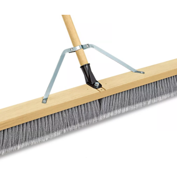 42 in Push Broom, Silver Flagged Tip Plastic 3 in Bristles with A-Line Handle