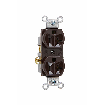 Pass & Seymour 20A 125V Commercial Spec-Grade Duplex Receptacle, Side Wire, Brown