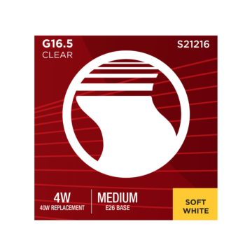 Satco 4 Watt G16.5 LED Filament - Clear - Medium base - 90 CRI - 3000K - 120 Volt