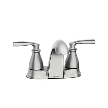 Moen 84532SRN Spot Resist Brushed Nickel Two-Handle Low Arc Bathroom Faucet