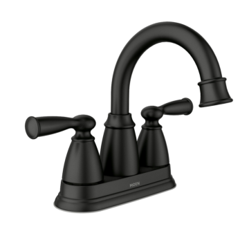 Moen Banbury Matte black two-handle high arc bathroom faucet