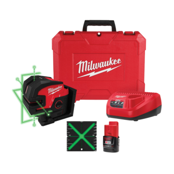Milwaukee M12™ Green Cross Line & 4-Points Laser Kit