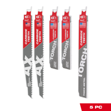 Milwaukee 5PC Wood and Metal Cutting Carbide Teeth SAWZALL® Blade Set