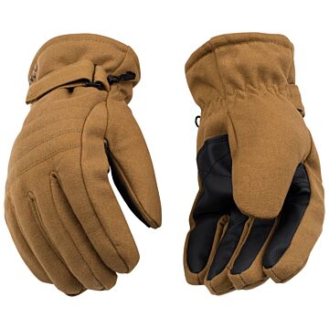 Kinco 1170-M Ski Gloves, M, Wing Thumb, Hook-and-Loop Cuff, Canvas, Brown