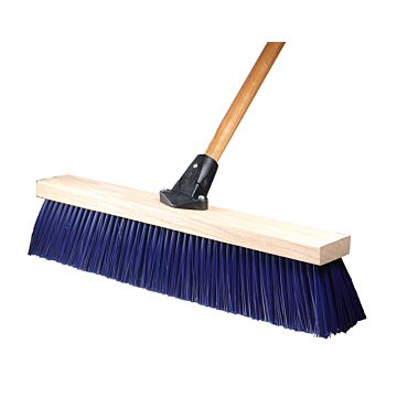 Magnolia Brush 24 in Push Broom, Heavy Gauge Blue Plastic 3 in Bristles with Flex Handle
