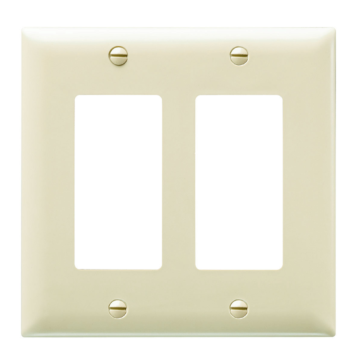 Thermoplastic Two-Gang Decorator Wall Plate, Ivory