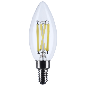 Satco 8 Watt C11 LED Filament - Clear - Candelabra base - 2700K - 90 CRI - 760 Lumens - 120 Volt