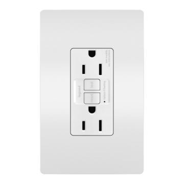 radiant® Tamper-Resistant 15A Duplex Self-Test GFCI Receptacles with SafeLock® Protection, White CC