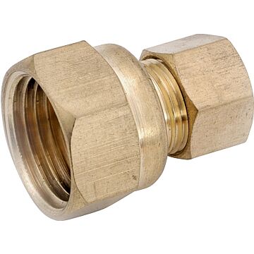 Anderson Metals 750066-0608 Tubing Coupling, 3/8 x 1/2 in, Compression x FIP, Brass