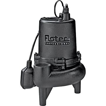 Flotec Professional Series E75STVT Sewage Pump, 1-Phase, 9 A, 115 V, 0.75 hp, 2 in Outlet, 24 ft Max Head, 170 gpm