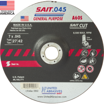 22053 A60S General Purpose Cut-Off Wheels (Type 27/Type 42 Depressed Center) 7" x .045" x 7/8"