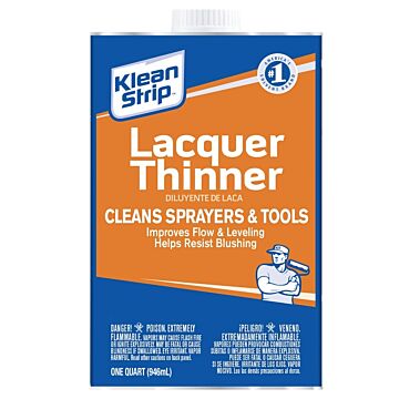 Klean Strip QML170 Lacquer Thinner, Liquid, Free, Clear, Water White, 1 qt, Can