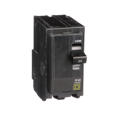 Mini circuit breaker, QO, 20A, 2 pole, 120/240VAC, 10kA, plug in, consumer pack