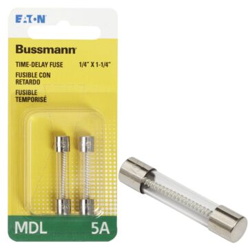 Bussmann 5A MDL Glass Tube Electronic Fuse (2-Pack)