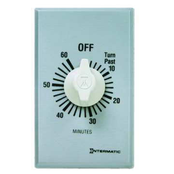 Spring Wound Countdown Timer, Commercial, 125-277 VAC, 50/60 Hz, DPST, 60 Minute Max, Without Hold, Silver