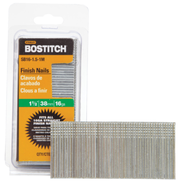 BOSTITCH 2,500-Qty. 1-1/2" 16-Gauge Straight Finish Nails