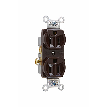 Pass & Seymour 15A 125V Commercial Spec-Grade Duplex Receptacle, Side Wire, Brown