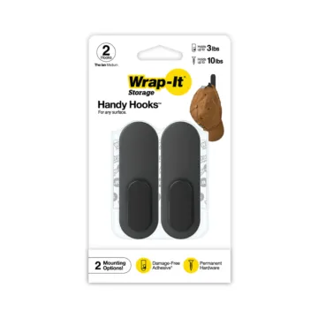 Wrap-It The Ian Handy Hooks (Black - 2pk) Medium