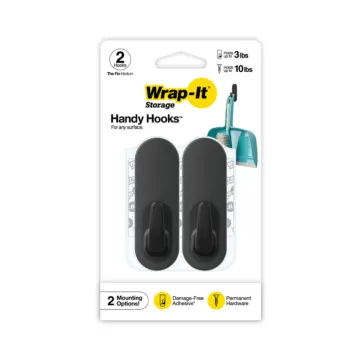 Wrap-It The Fin Handy Hooks (Black - 2pk) Medium