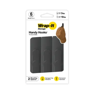 Wrap-It The Ian Handy Hooks (Black - 6pk) Medium