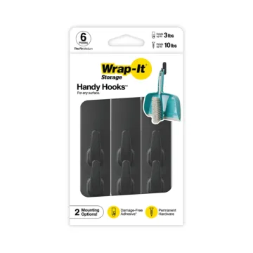 Wrap-It The Fin Handy Hooks (Black - 6pk) Medium