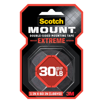 3M Scotch-Mount™ Extreme Double-Sided Mounting Tape (Black) 1 in. x 60 in.