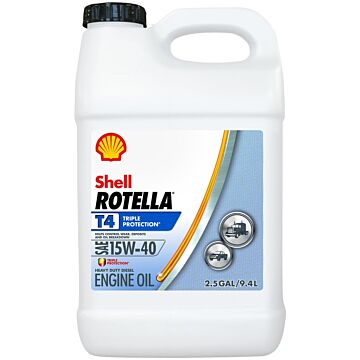 Shell Rotella T4 550045127 Engine Oil, 15W-40, 2.5 gal Jug