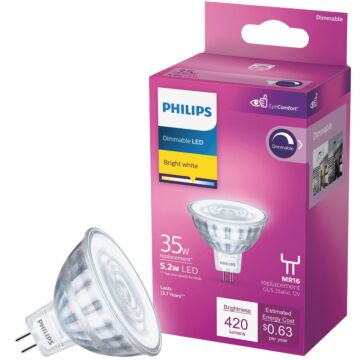 Philips 35W Equivalent Bright White MR16 GU5.3 LED Spotlight Light Bulb