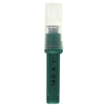 Ideal Instruments® 14 ga x 1.5 in L Aluminum Material Green Color Disposable Hub Needle