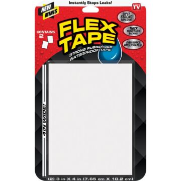 Flex Tape 3 In. x 4 In. Mini Repair Tape, White (2-Count)