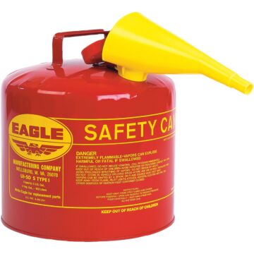 Eagle 5 Gal. Type I Galvanized Steel Gasoline Safety Fuel Can, Red
