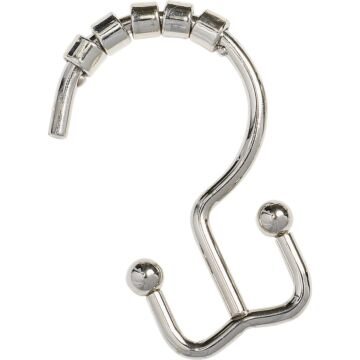 Zenna Home Double Roller Shower Curtain Hook (Chrome - 12pk)