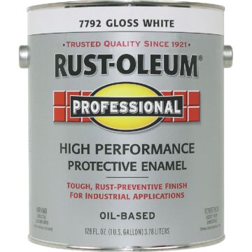 Rust-Oleum Professional Oil-Based Gloss VOC Formula Rust Control Enamel, White, 1 Gal.