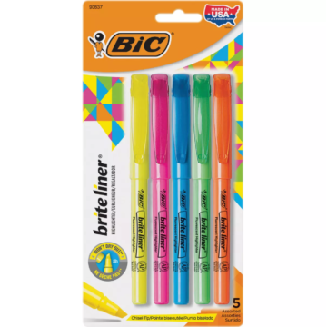 BIC Assorted Chisel Tip Highlighters (5pk)