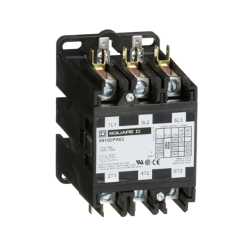 Schneider Electric Contactor, Definite Purpose, 60A, 3 pole, 30HP at 575VAC, 3 phase, 110/120VAC 50/60Hz coil, open
