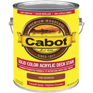 Cabot Solid Color Acrylic Deck Stain, Redwood, 1 Gal.