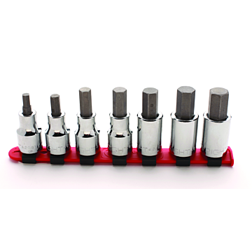 1/2" Drive 7 Piece Set - Hex Bit Sockets w/Standard Bit, 1/4" - 5/8"