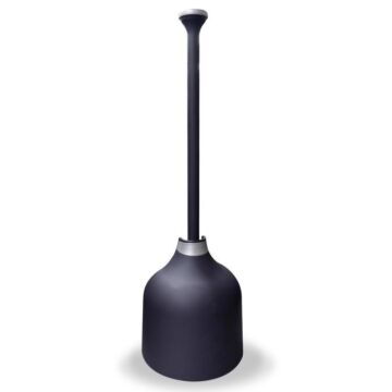 Korky Toilet Plunger/Holder Black