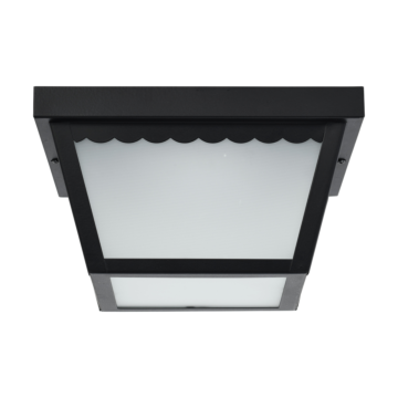 Satco 12 Watt - 9 inch - LED Carport Flush Mount Fixture - 3000K - Dimmable - Black Finish with Frosted Glass