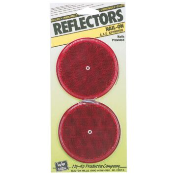 Hy-Ko 3-1/4 In. Dia. Round Red Nail-On Reflector (2-Pack)