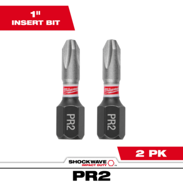 Milwaukee SHOCKWAVE™ Impact Duty 1" Reduced Diameter Phillips #2 Drywall Insert Bits (2 PK)