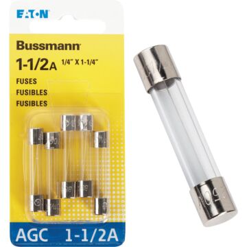 Bussmann 1-1/2-Amp 250-Volt AGC Glass Tube Automotive Fuse (5-Pack)