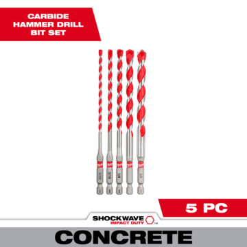 Milwaukee 5PC SHOCKWAVE™ Impact Duty Carbide Hammer Drill Bit Set