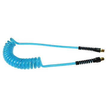 Flexeel Coil, 3/8" x 25', 1/4" NPT Rigid Strain Relief Fittings, Transparent Blue