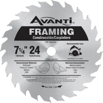 Freud Tools Avanti 7-1/4 In. 24-Tooth Framing Circular Saw Blade